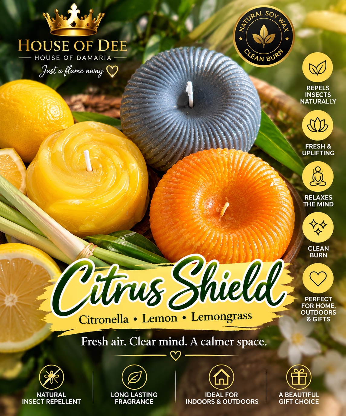 House of Dee Citrus Shield candle artwork