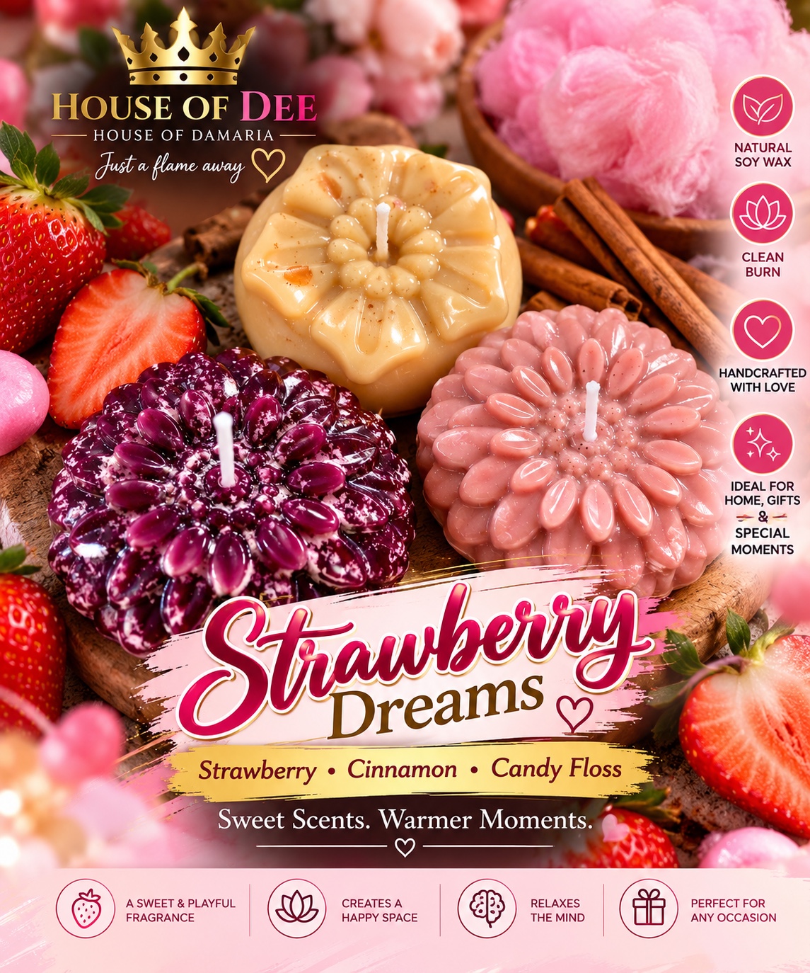 House of Dee Strawberry Dreams candle artwork