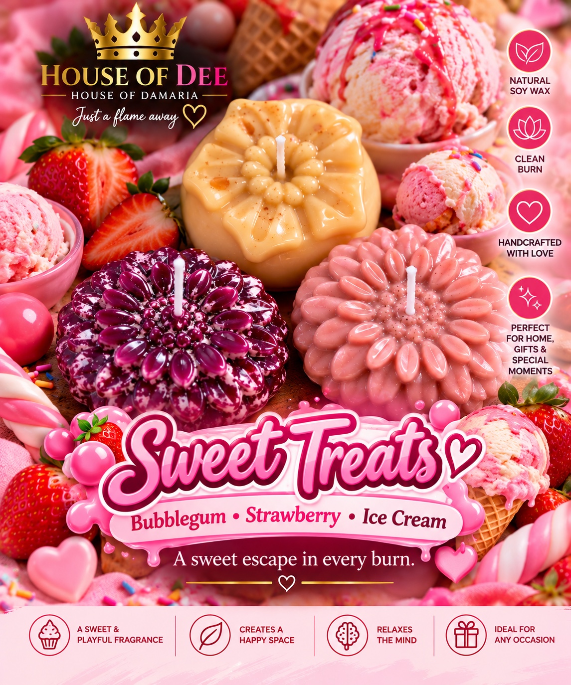 House of Dee Sweet Treats candle artwork