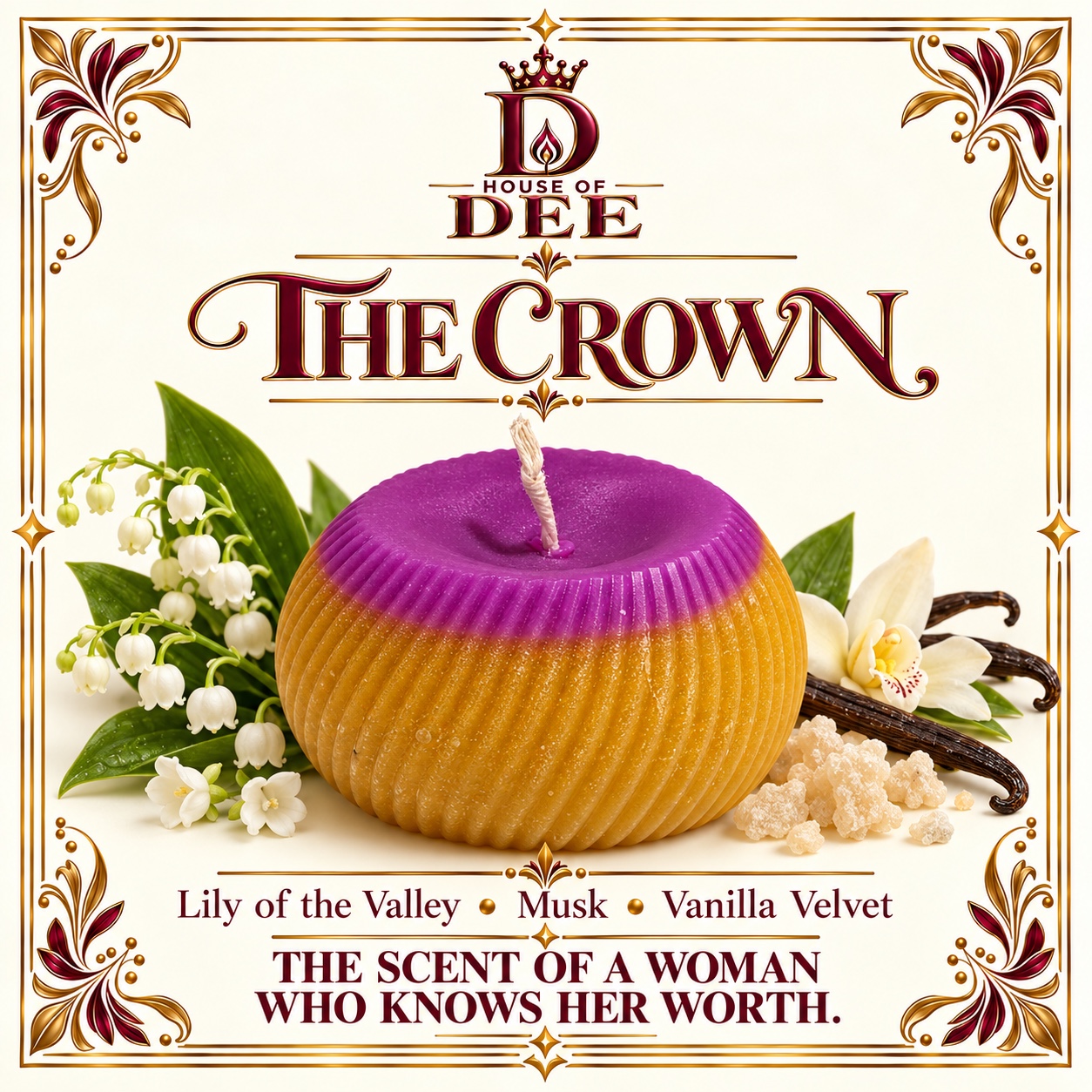 House of Dee The Crown candle artwork